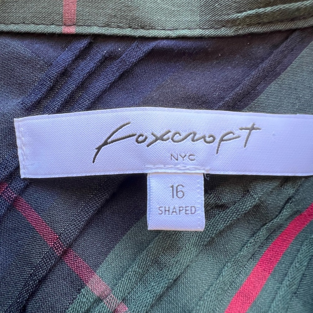 Foxcroft Germaine Plaid Crinkle Buffalo Long Sleeve Button Down Size 16 Holiday - Picture 4 of 6